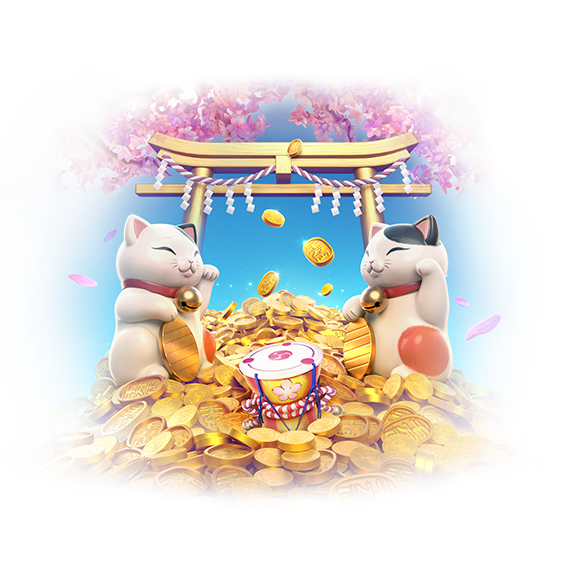 Lucky Neko PG SLOT ฮีโร่เปิดเกม แมวกวักนำโชคยืนหน้าศาลเจ้าญี่ปุ่น บรรยากาศอบอุ่น